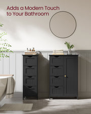 Black Bathroom Floor Cabinet with 4 Drawers for Small Space Storage 82 cm by Vasagle