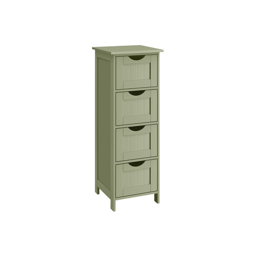 Laurel Green Bathroom Floor Cabinet with 4 Storage Drawers for Organising by Vasagle