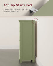 Laurel Green Bathroom Floor Cabinet with 4 Storage Drawers for Organising by Vasagle