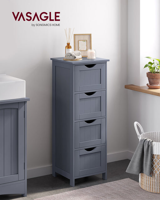 Slate Grey Bathroom Floor Cabinet with 4 Storage Drawers for Organised Space by Vasagle