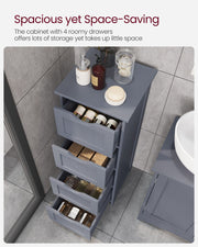 Slate Grey Bathroom Floor Cabinet with 4 Storage Drawers for Organised Space by Vasagle