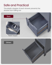 Slate Grey Bathroom Floor Cabinet with 4 Storage Drawers for Organised Space by Vasagle