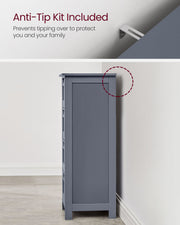 Slate Grey Bathroom Floor Cabinet with 4 Storage Drawers for Organised Space by Vasagle