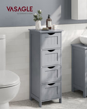 Mystic Grey Bathroom Floor Cabinet with 4 Storage Drawers for Organized Space by Vasagle