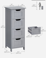 Mystic Grey Bathroom Floor Cabinet with 4 Storage Drawers for Organized Space by Vasagle