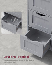 Mystic Grey Bathroom Floor Cabinet with 4 Storage Drawers for Organized Space by Vasagle