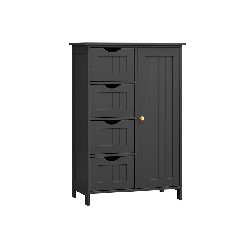 Ink Black Bathroom Floor Cabinet with Adjustable Shelf and Drawer Storage by Vasagle