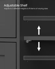 Ink Black Bathroom Floor Cabinet with Adjustable Shelf and Drawer Storage by Vasagle