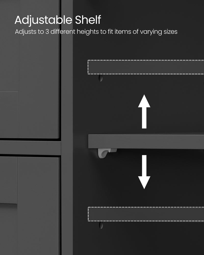 Ink Black Bathroom Floor Cabinet with Adjustable Shelf and Drawer Storage by Vasagle