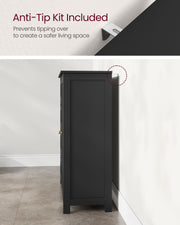 Ink Black Bathroom Floor Cabinet with Adjustable Shelf and Drawer Storage by Vasagle