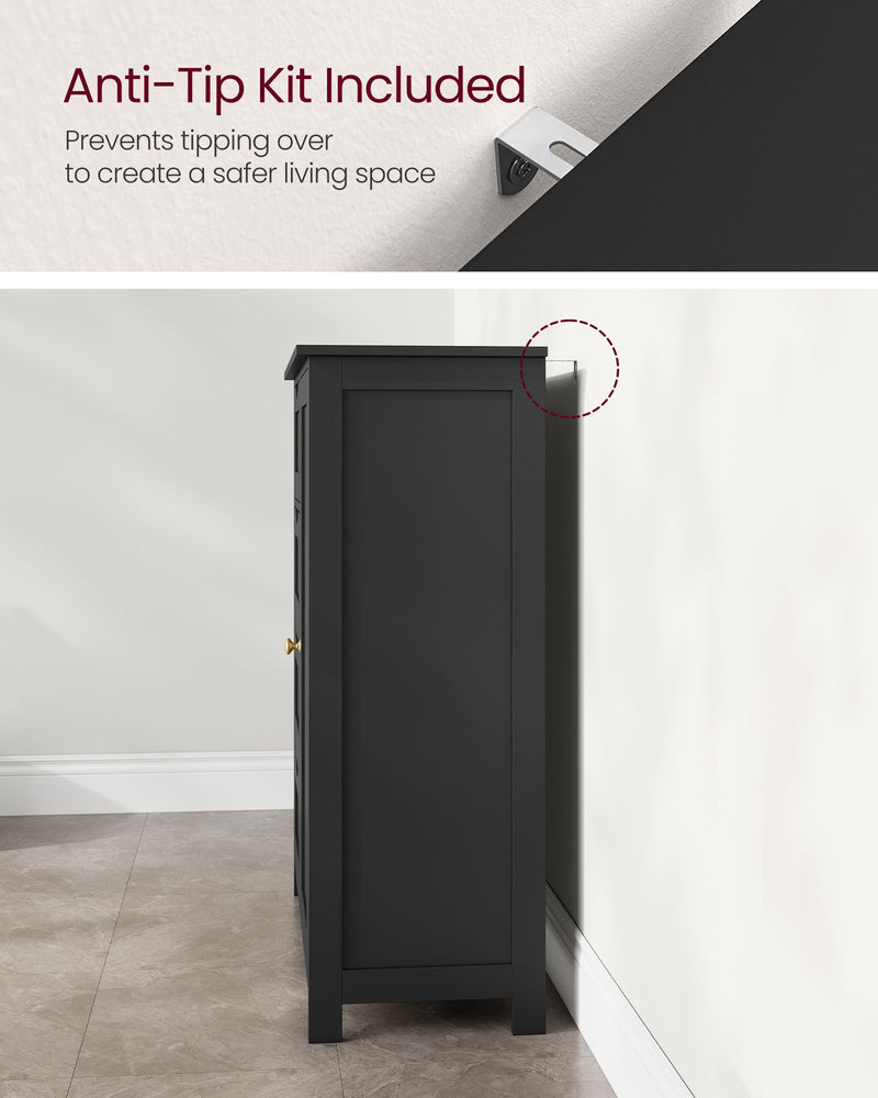 Ink Black Bathroom Floor Cabinet with Adjustable Shelf and Drawer Storage by Vasagle