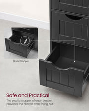 Ink Black Bathroom Floor Cabinet with Adjustable Shelf and Drawer Storage by Vasagle