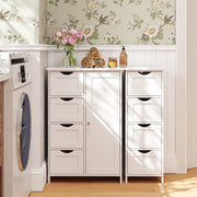 Freestanding Bathroom Storage Cabinet with 4 Drawers and Door White Wood Unit by Vasagle