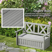 Grey 2 Seater Wooden Garden Storage Bench for Patio and Porch by Outsunny