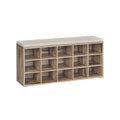 Camel Brown and Beige 15 Compartment Shoe Bench with Cushioned Seat and Storage by Vasagle