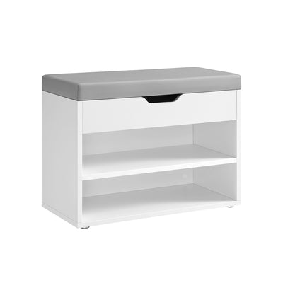 Cloud White Shoe Bench with Padded Seat and Storage for Entryway or Hallway by Vasagle