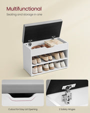 Cloud White Shoe Bench with Padded Seat and Storage for Entryway or Hallway by Vasagle