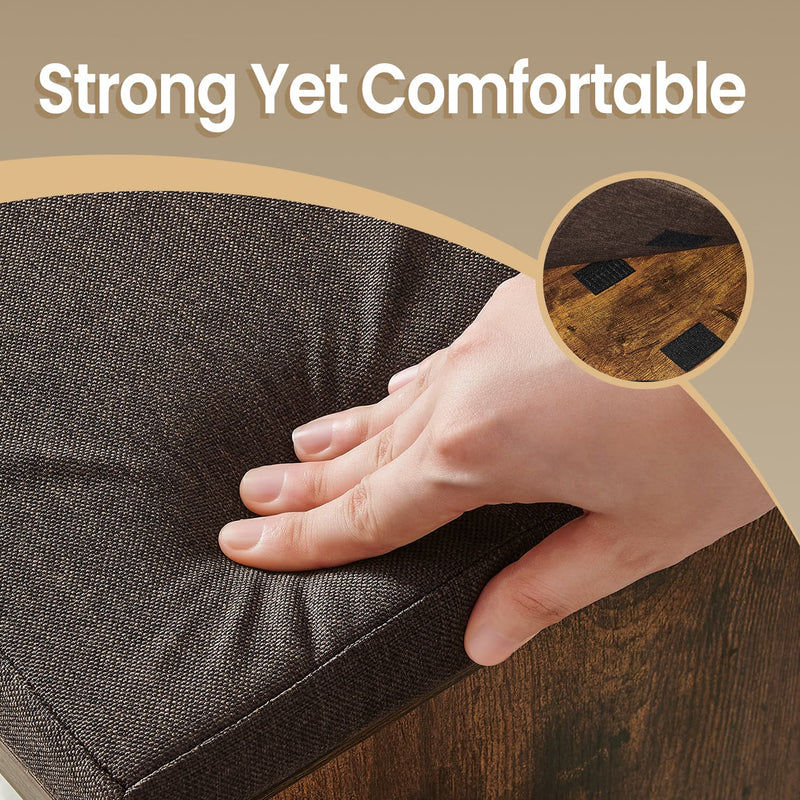 Brown Hallway Bench with Cushion and Shoe Storage Drawer and Shelves by Vasagle