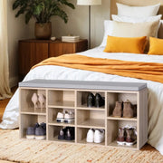 Shoe Storage Bench with Cushion and Adjustable Shelves 10 Compartments by Vasagle