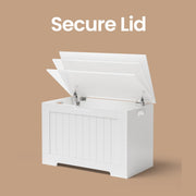 Farmhouse Storage Bench with Shoe Compartment and Safety Hinges for Entryway by Vasagle