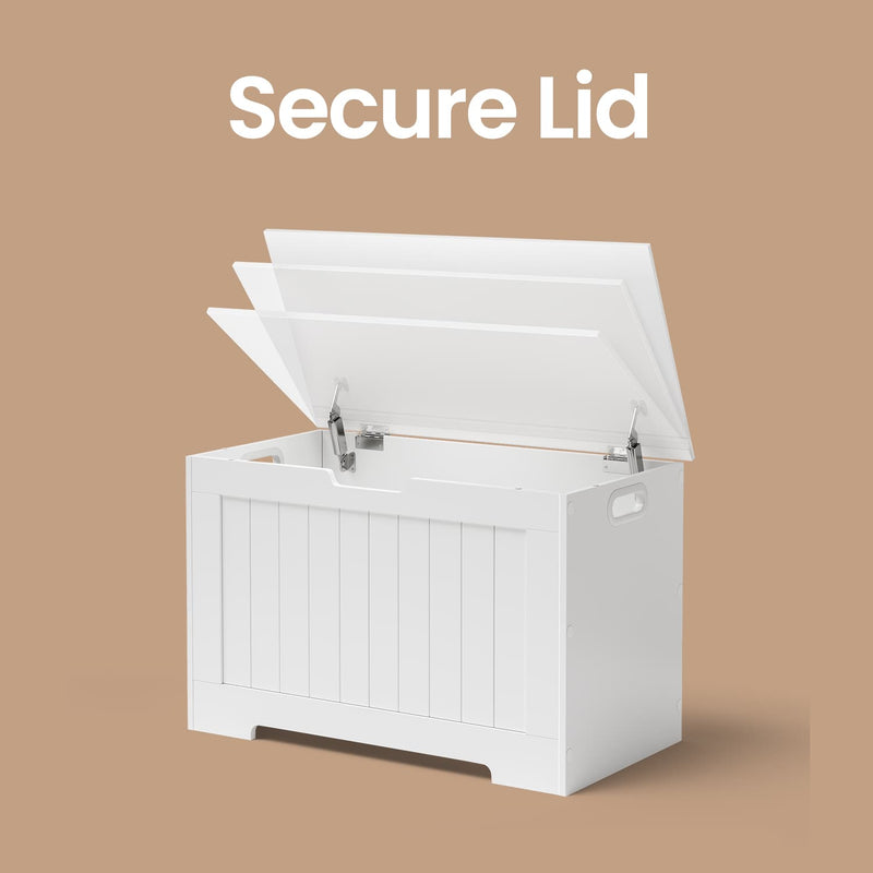 Farmhouse Storage Bench with Shoe Compartment and Safety Hinges for Entryway by Vasagle