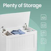 Farmhouse Storage Bench with Shoe Compartment and Safety Hinges for Entryway by Vasagle