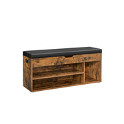 Wooden Storage Bench with Padded Seat and Hidden Compartment for Hallway by Vasagle