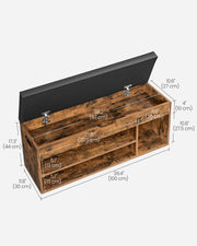 Wooden Storage Bench with Padded Seat and Hidden Compartment for Hallway by Vasagle