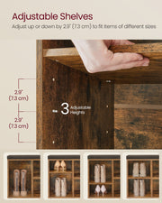 Rustic Brown Shoe Storage Bench with Cushioned Seat and Shelves for Hallway by Vasagle