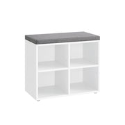 White Shoe Storage Bench with Cushioned Seat and Hidden Compartment by Vasagle