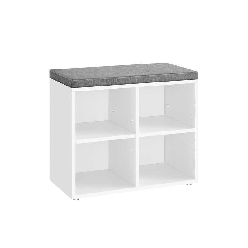 White Shoe Storage Bench with Cushioned Seat and Hidden Compartment by Vasagle