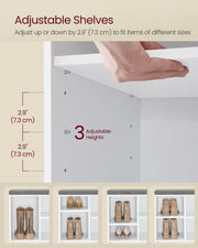 White Shoe Storage Bench with Cushioned Seat and Hidden Compartment by Vasagle