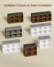 White Shoe Storage Bench with Cushioned Seat and Hidden Compartment by Vasagle