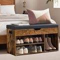 Wooden Shoe Bench with 3 Storage Compartments for Entryway or Hallway by Vasagle
