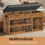 Wooden Shoe Bench with 3 Storage Compartments for Entryway or Hallway by Vasagle
