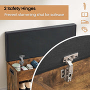 Wooden Shoe Bench with 3 Storage Compartments for Entryway or Hallway by Vasagle