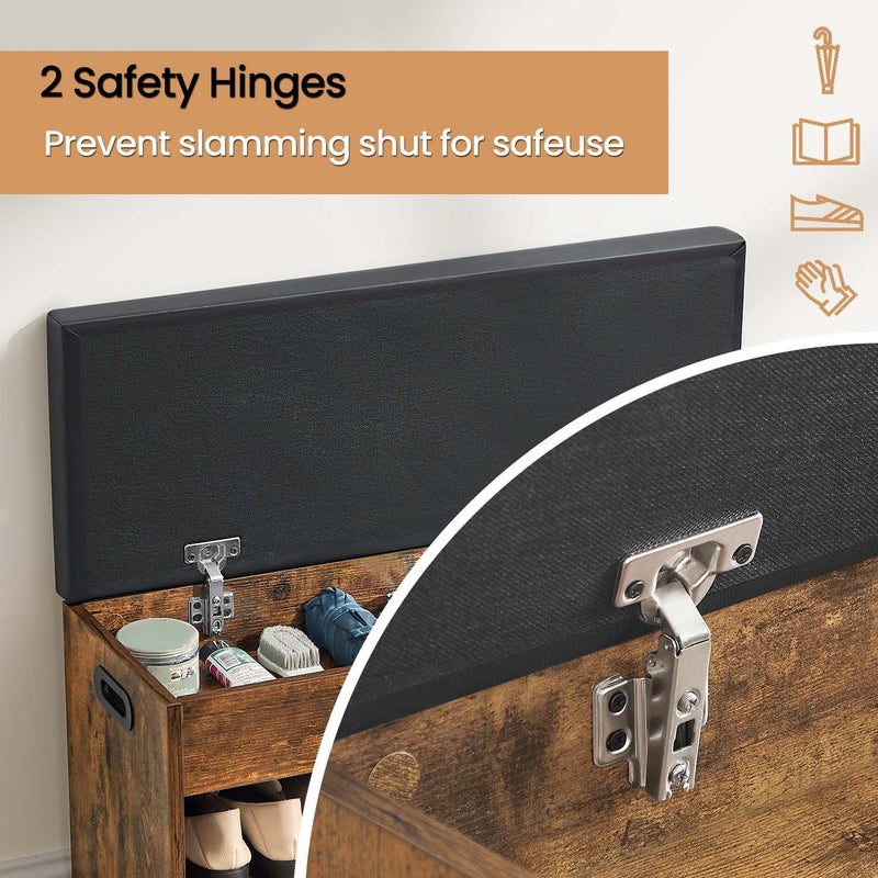 Wooden Shoe Bench with 3 Storage Compartments for Entryway or Hallway by Vasagle