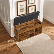 Wooden Shoe Bench with 3 Storage Compartments for Entryway or Hallway by Vasagle