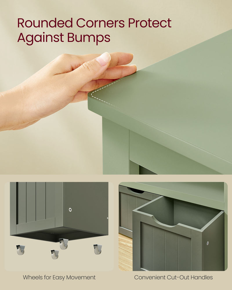 Kids Toy Storage Organiser with Wheels in Laurel Green 102 cm Wide by Vasagle