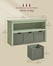 Kids Toy Storage Organiser with Wheels in Laurel Green 102 cm Wide by Vasagle