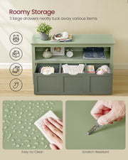 Kids Toy Storage Organiser with Wheels in Laurel Green 102 cm Wide by Vasagle