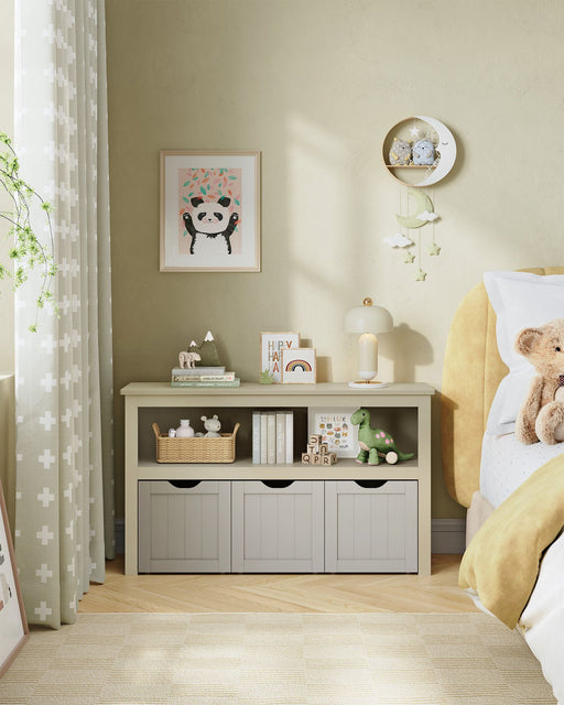 Kids Toy Storage Organiser with Wheels in Sand Beige 102 cm Wide by Vasagle