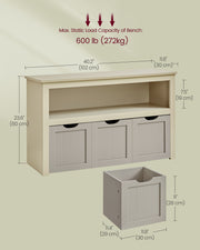Kids Toy Storage Organiser with Wheels in Sand Beige 102 cm Wide by Vasagle