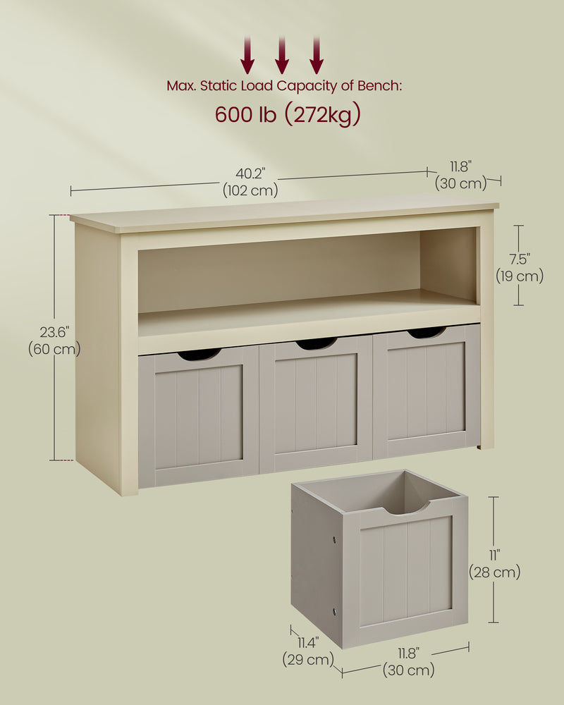Kids Toy Storage Organiser with Wheels in Sand Beige 102 cm Wide by Vasagle