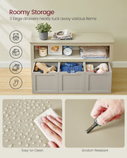 Kids Toy Storage Organiser with Wheels in Sand Beige 102 cm Wide by Vasagle