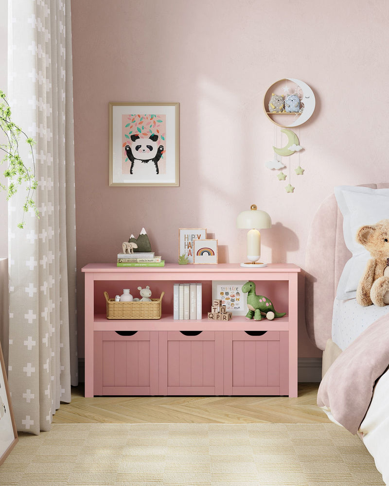 Rolling Toy Storage Organiser for Kids in Jelly Pink 102 cm Wide by Vasagle