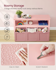 Rolling Toy Storage Organiser for Kids in Jelly Pink 102 cm Wide by Vasagle