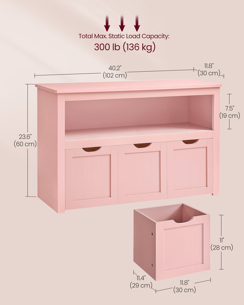 Candy Pink Toy Storage Unit Organiser 30 x 102 x 60 cm by VASAGLE VASAGLE