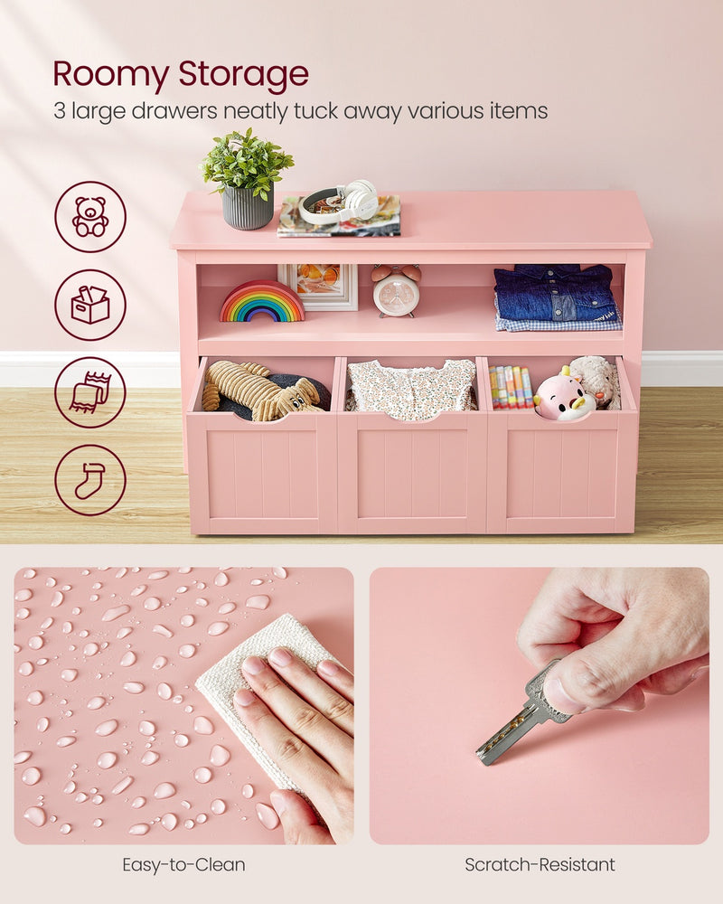 Candy Pink Toy Storage Unit Organiser 30 x 102 x 60 cm by VASAGLE VASAGLE
