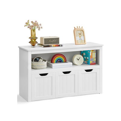 White Toy Storage Organiser with Wheels for Kids Room 102x60 cm by Vasagle